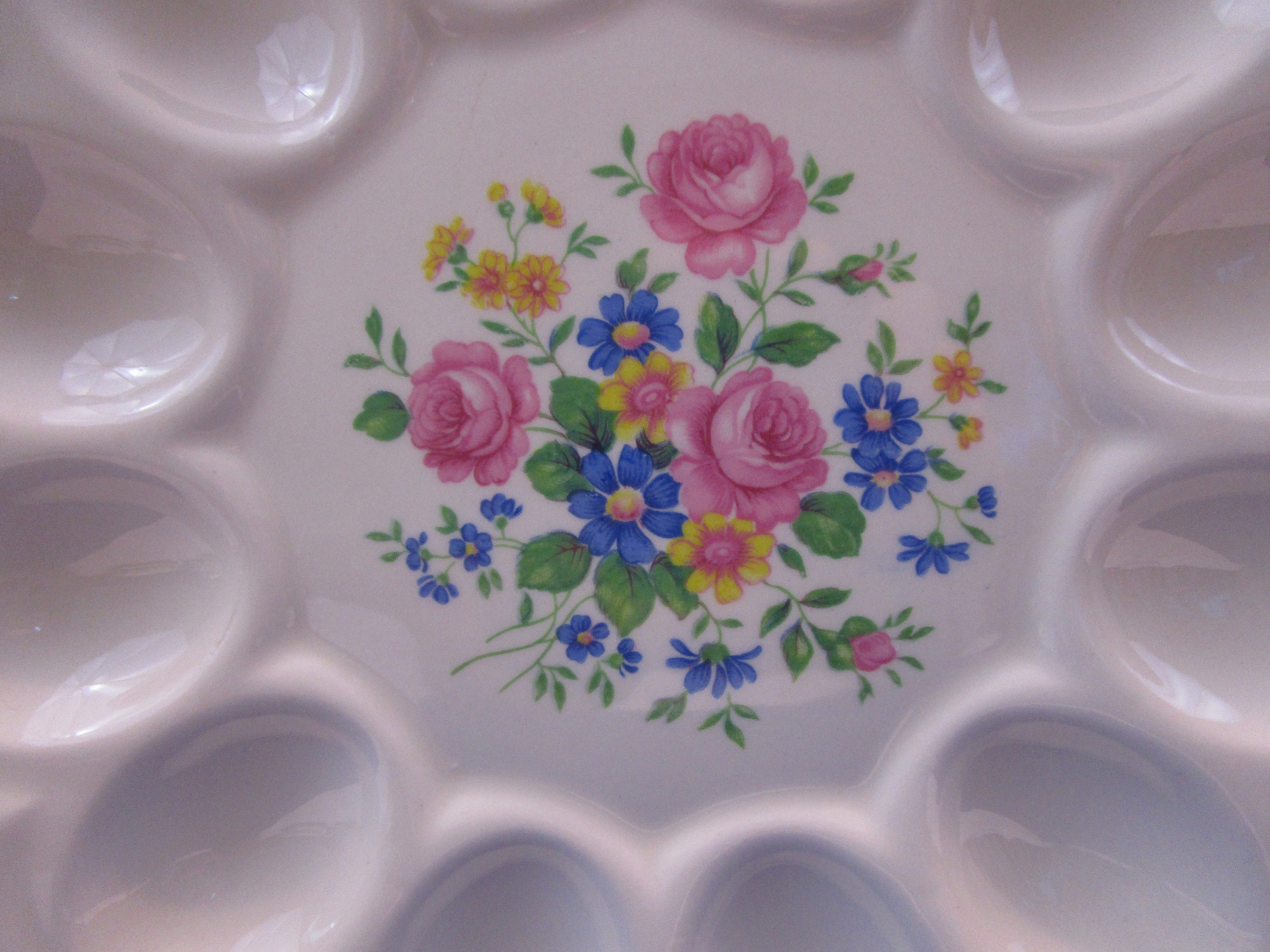 Vintage Egg Platter E&R Ebeling and Reuss American Art Ware Floral Egg