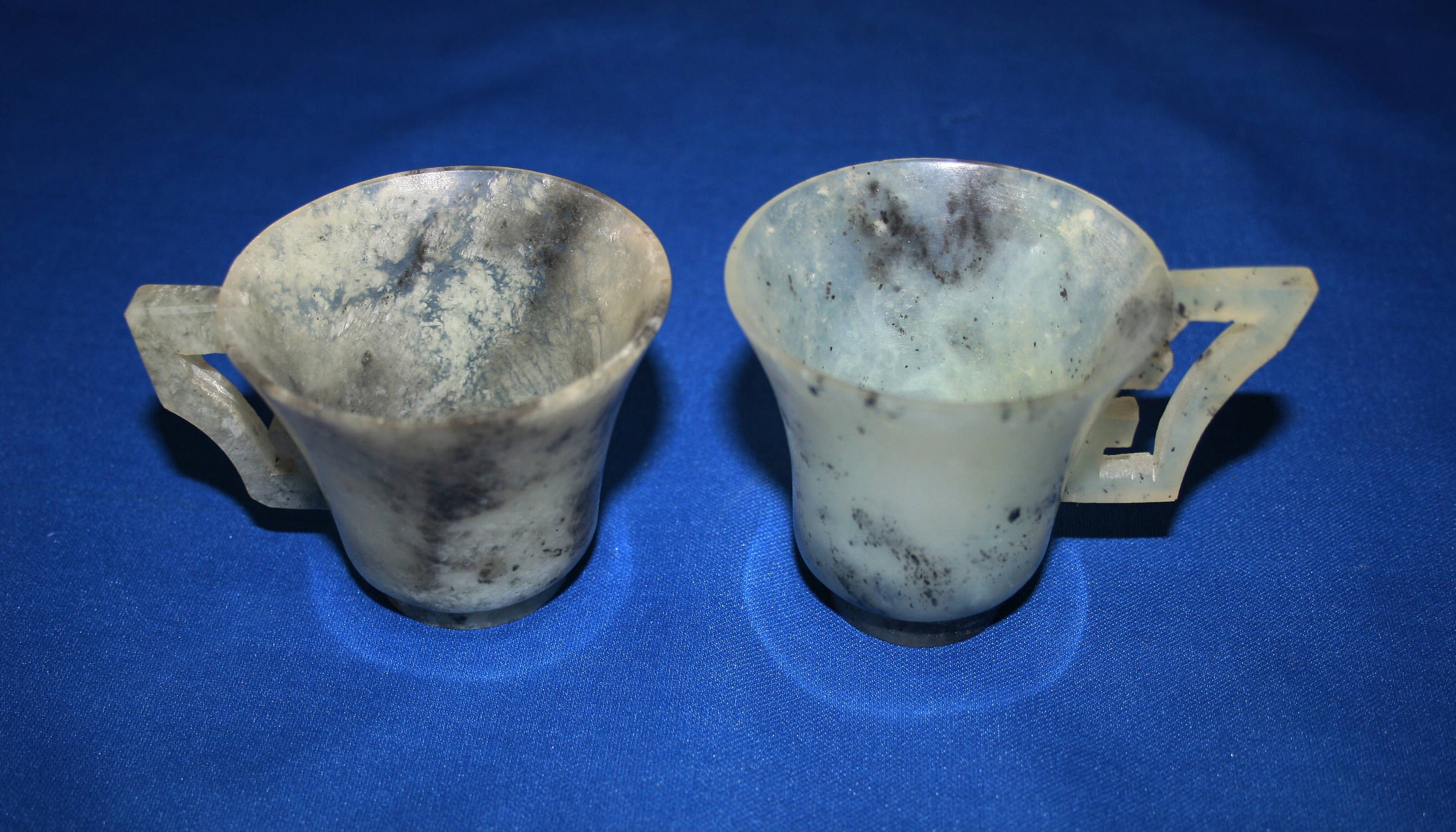 Antique Oriental Chinese Jade Cup Asian Teacup set of 2 Asian Hand