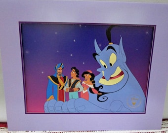 Vintage Disney 1996 Aladdin and the King of Thieves Commemorative Lithograph, Disney Store Exclusive, Printed in the USA Jasmine Genie Abu