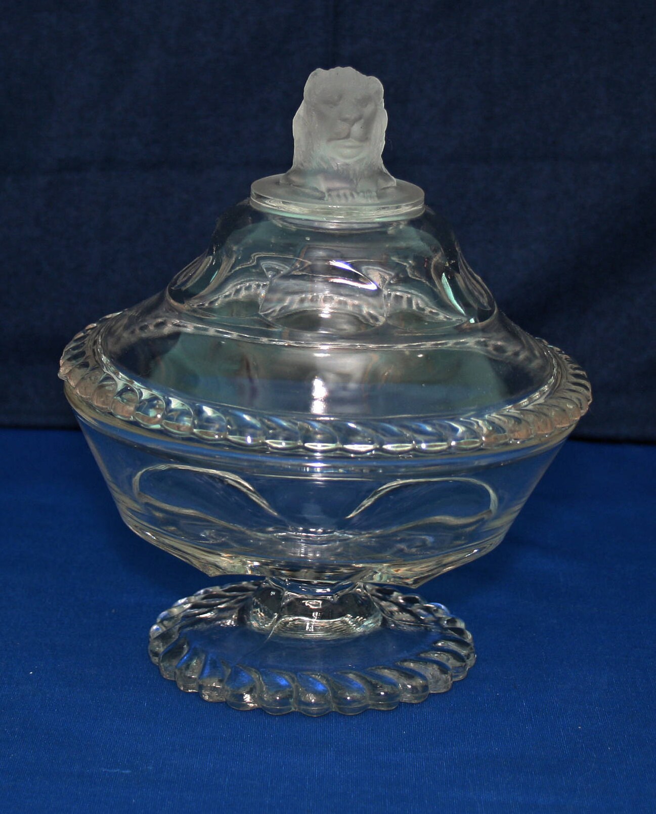 Antique EAPG Gillinder & Sons Frosted Lion Lidded Compote Dish Circa 1876 Made in the USA Lion's