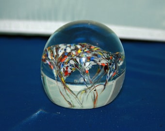 Vintage Multi-Colored Cascading Wave Paperweight Glass Ball presse papiers Hand Made Mouth Blown Knick Knack