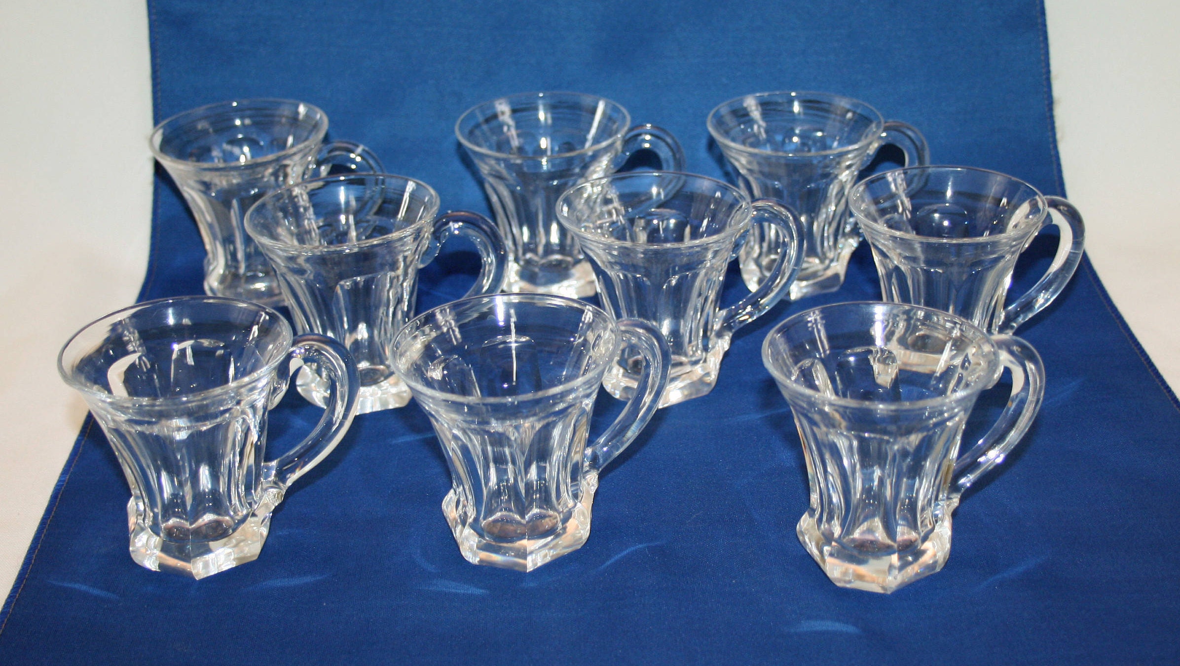 Antique Heisey Puritan Crystal Punch Cups Pattern 341 set of 9