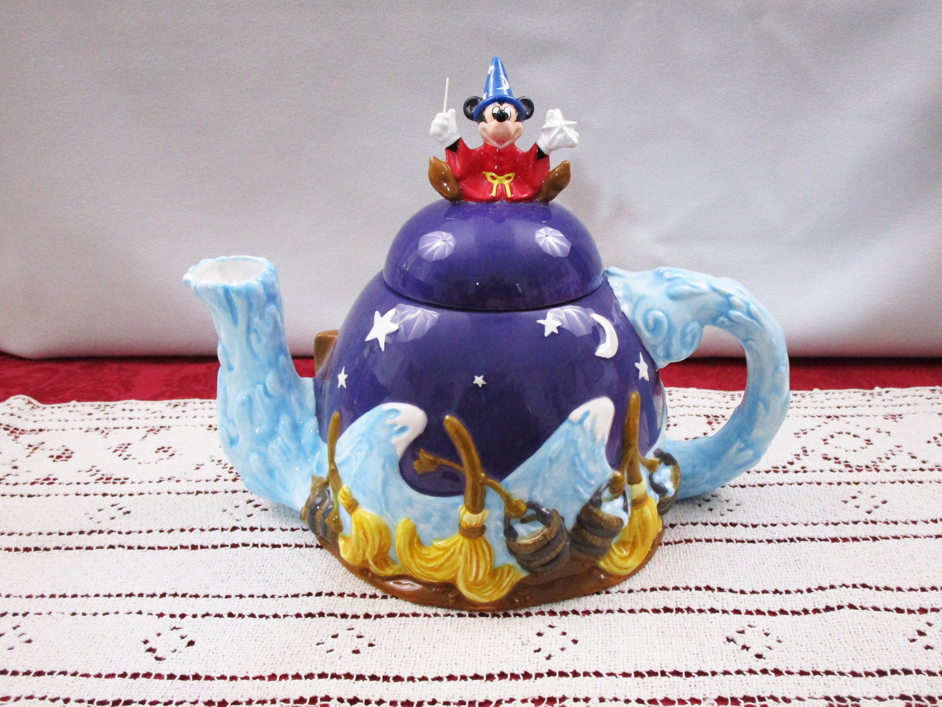 Vintage Disney Fantasia Sorcerer Mickey Mouse Porcelain Teapot Hand
