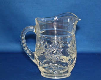 Vintage Anchor Hocking Prescut Pitcher EAPC Pressed Glass Syrup Pitcher Star of David Pattern circa 1960 Tableware Milk Table Pitcher