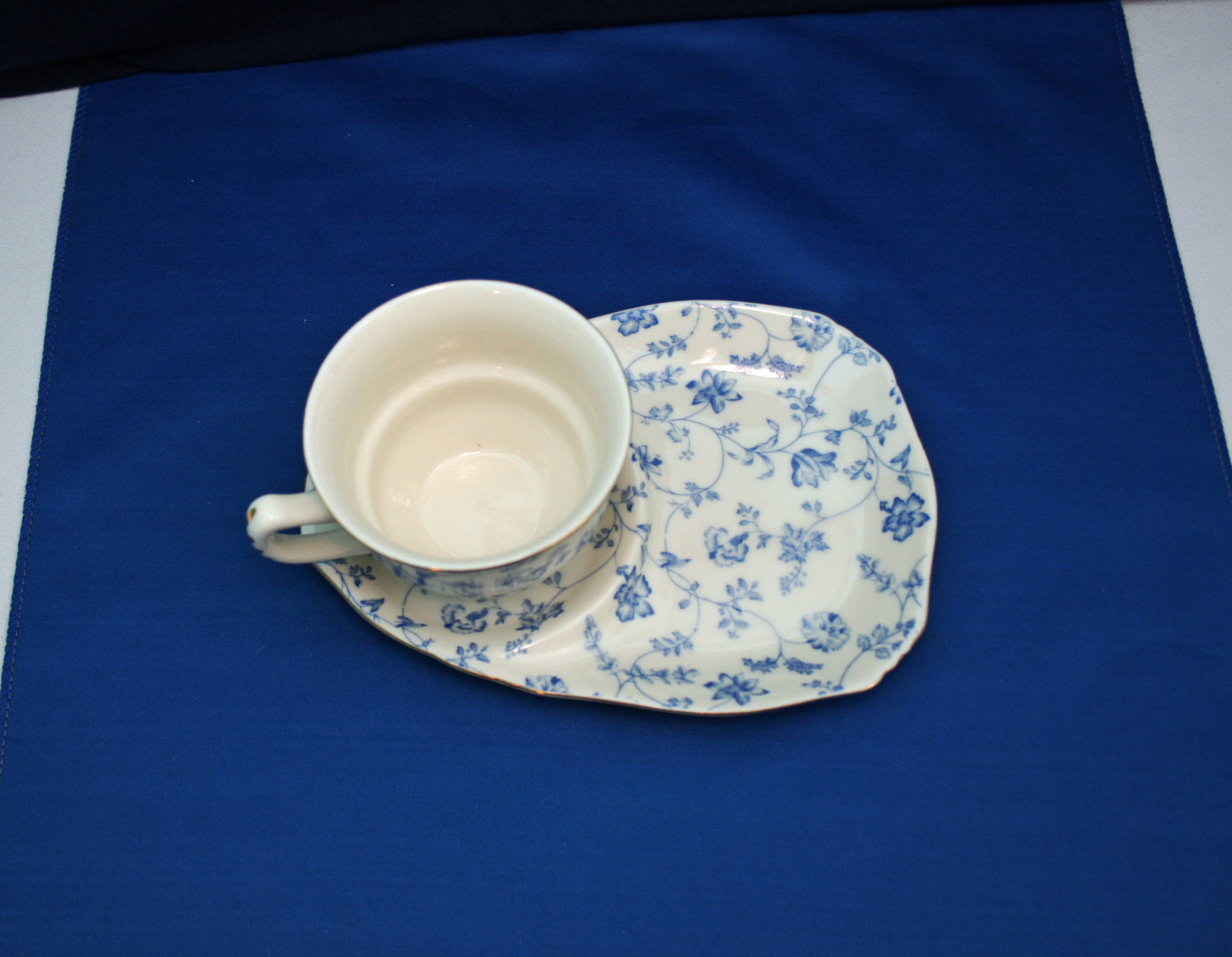 Vintage ND Exclusive Blue Floral Matching Tea Cup and Biscuit Plate