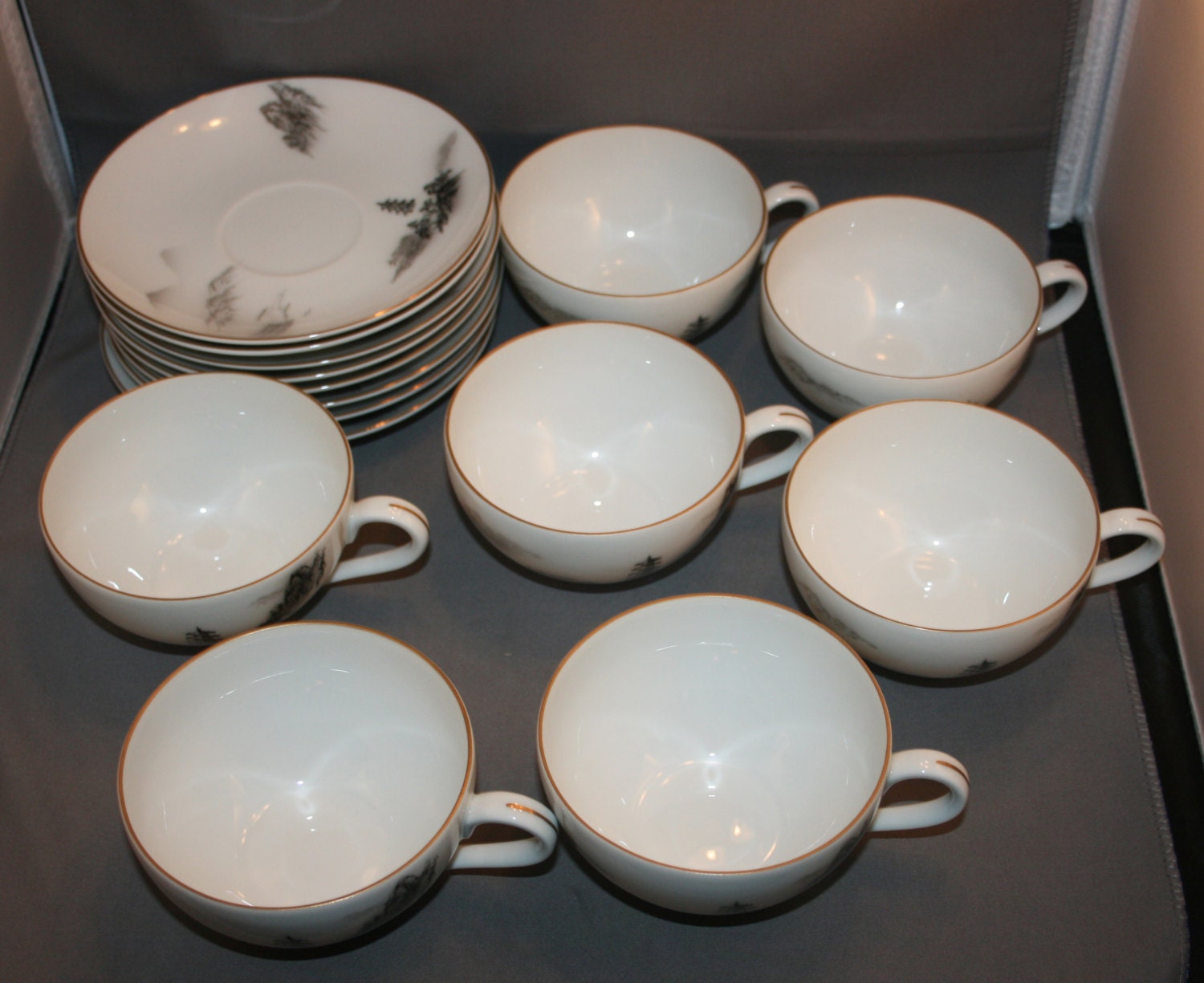 Vintage Fukagawa Arita Porcelain Hand Painted Luncheon Tea Set for 7