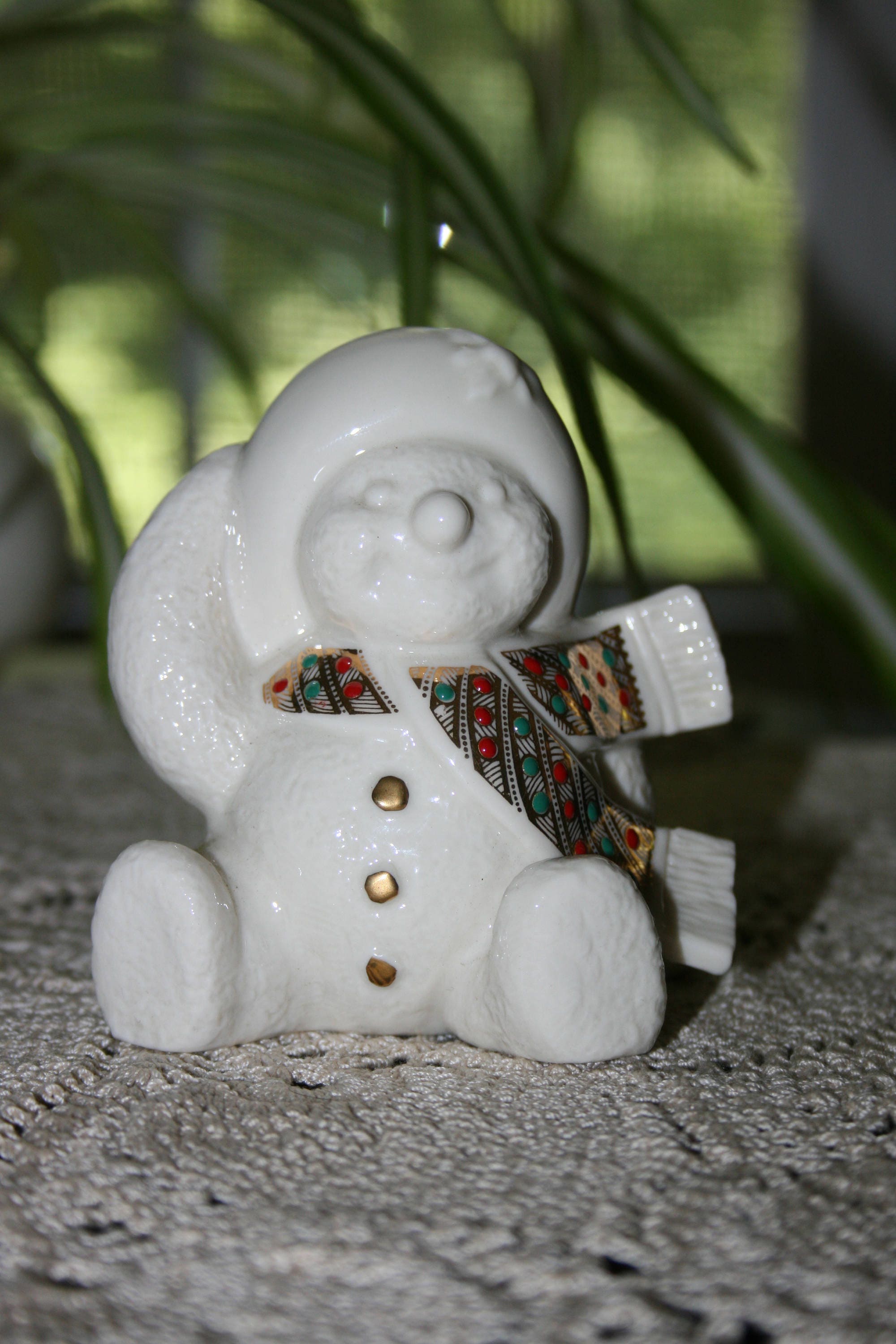 Vintage LENOX China Snowman Jewels of Christmas Holly Snow