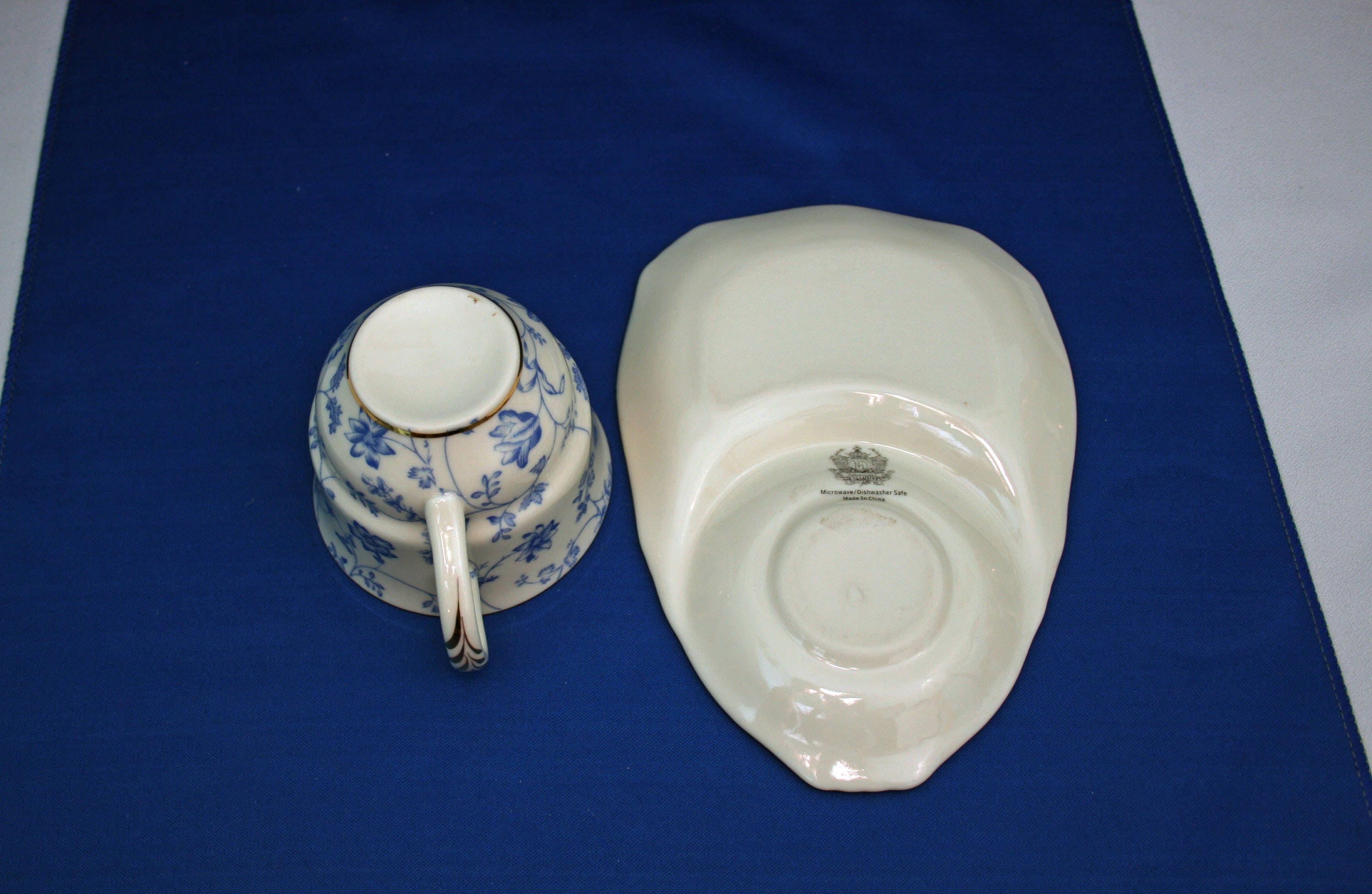 Vintage ND Exclusive Blue Floral Matching Tea Cup and Biscuit Plate