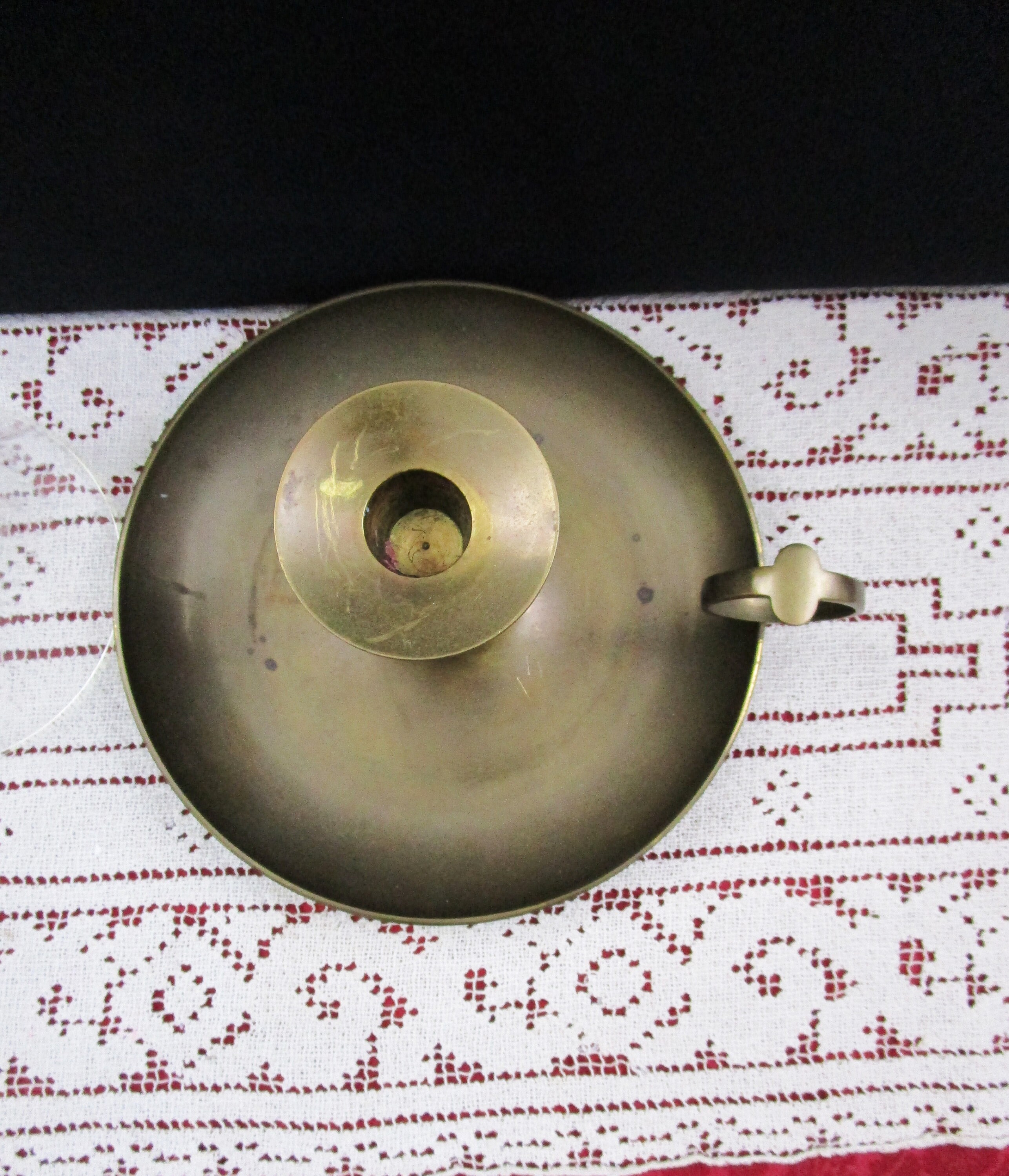 Vintage XLarge Solid Brass Chamber Stick and Glass Globe candle holder