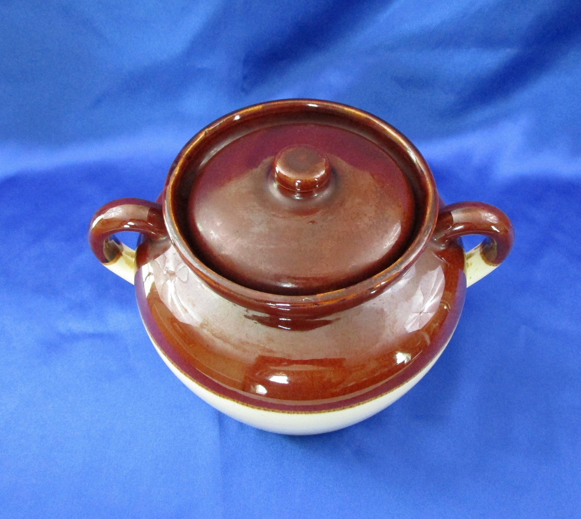 Vintage McCoy 2 Quart Stoneware Bean Pot with Original Lid Autumn