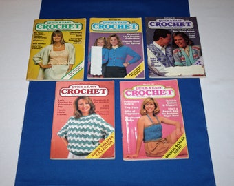 Vintage Quick and Easy Crochet Patterns Booklets – 5 Knitting & Crocheting Pattern Booklets Knit Projects Book