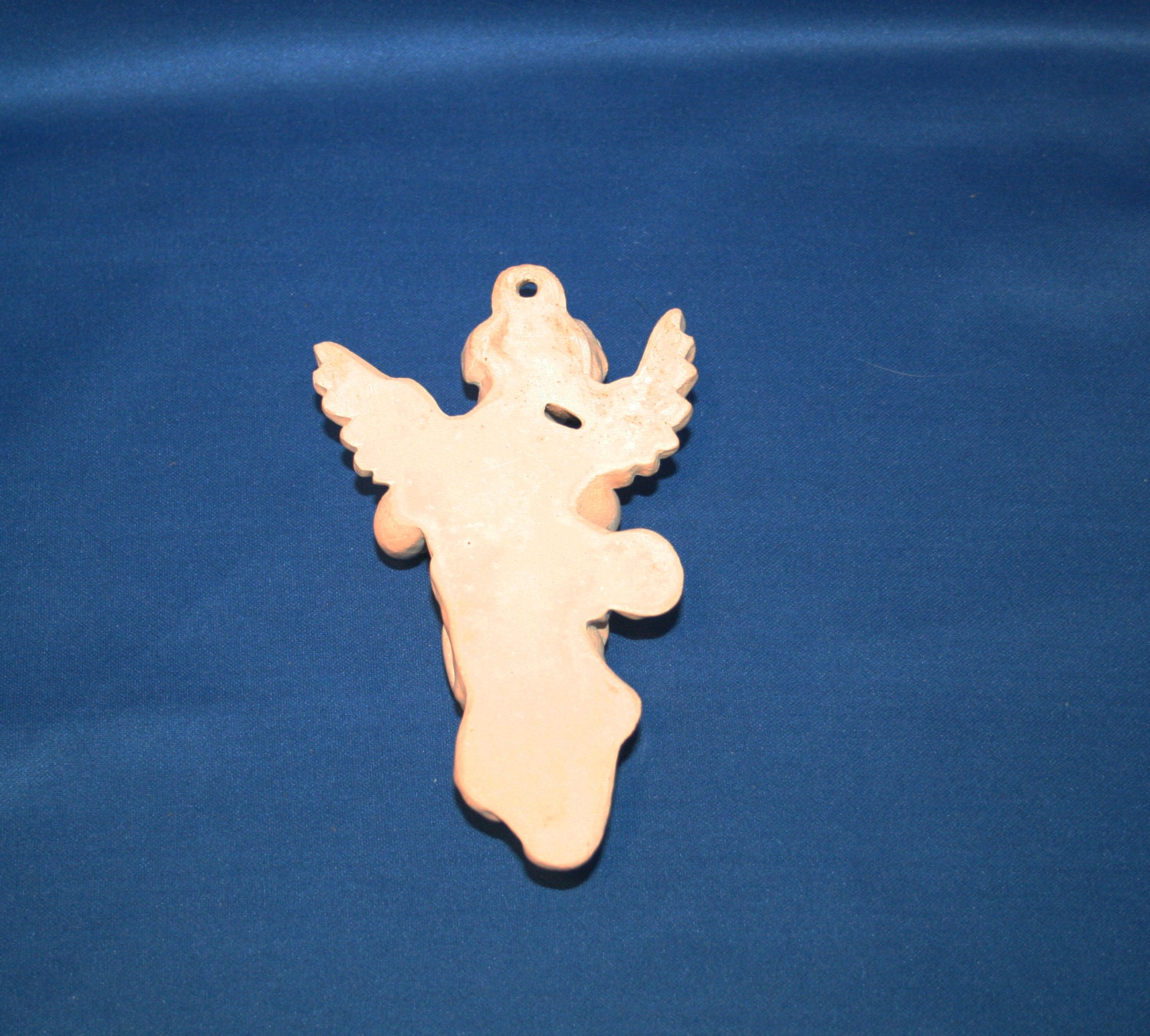 Vintage Bisque Hanging Cherub Playing the Guitar Ceramic Angel
