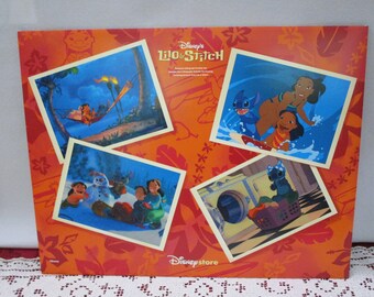 Vintage Disney Lilo & Stitch Commemorative Lithograph, Set of 4, Disney Store Exclusive, Printed in the USA Collectible