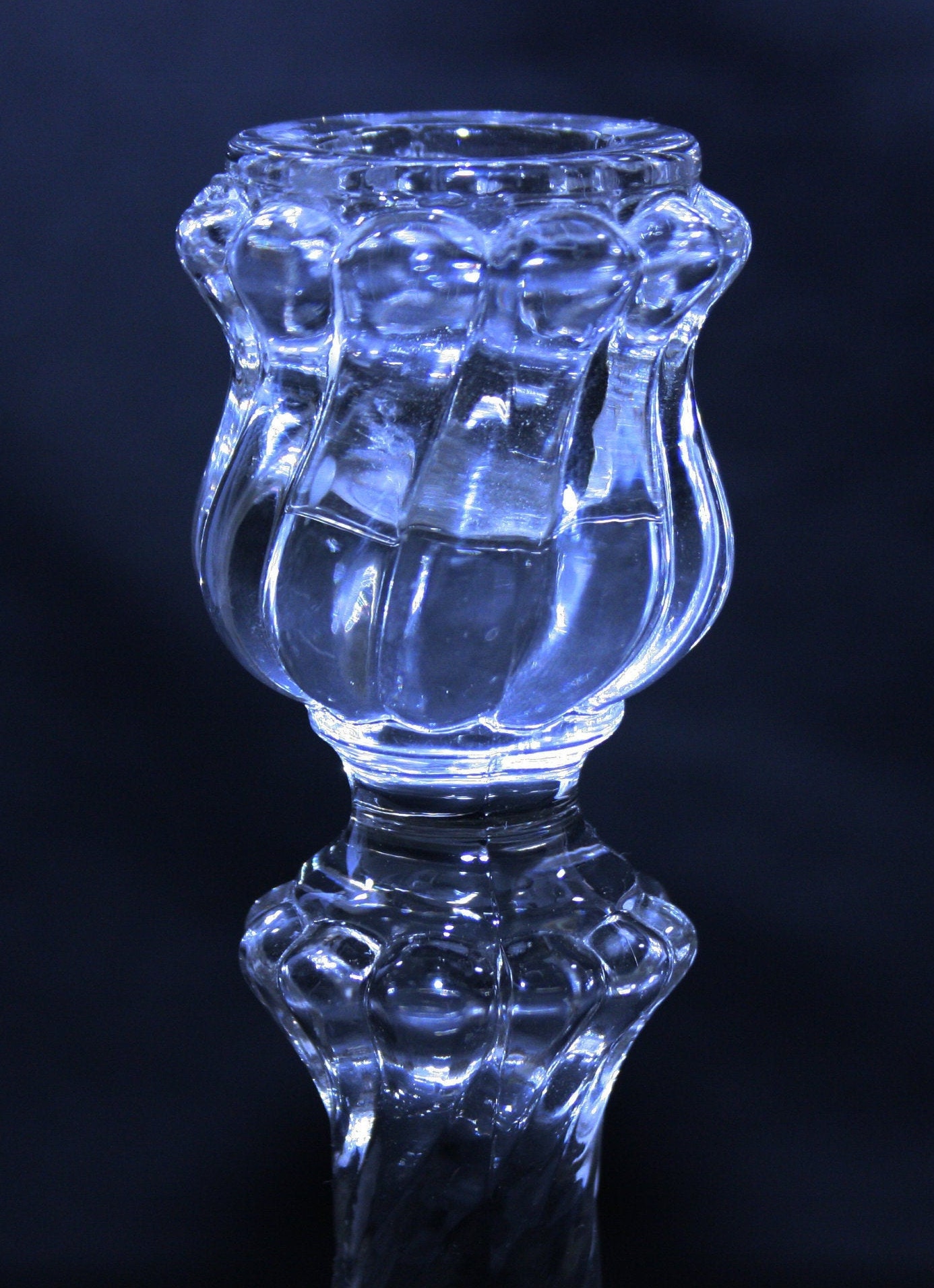 Antique Swirl Candlesticks EAPG era 9 inch Pressed Glass Spiral Pillar