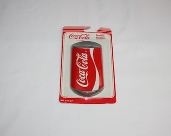 Vintage Coca-Cola Can Magnetic Memo Holder Coca Cola Magnet Coke Refrigerator Magnet 1991