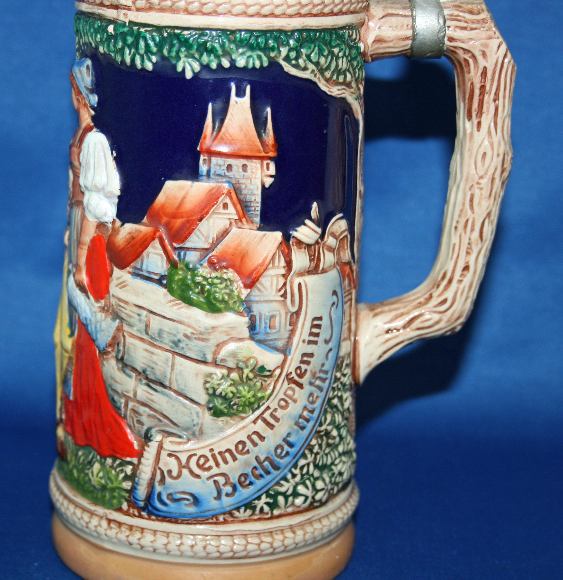Vintage Gerz Barmaid Country Scene German Stein Stoneware Hand Painted