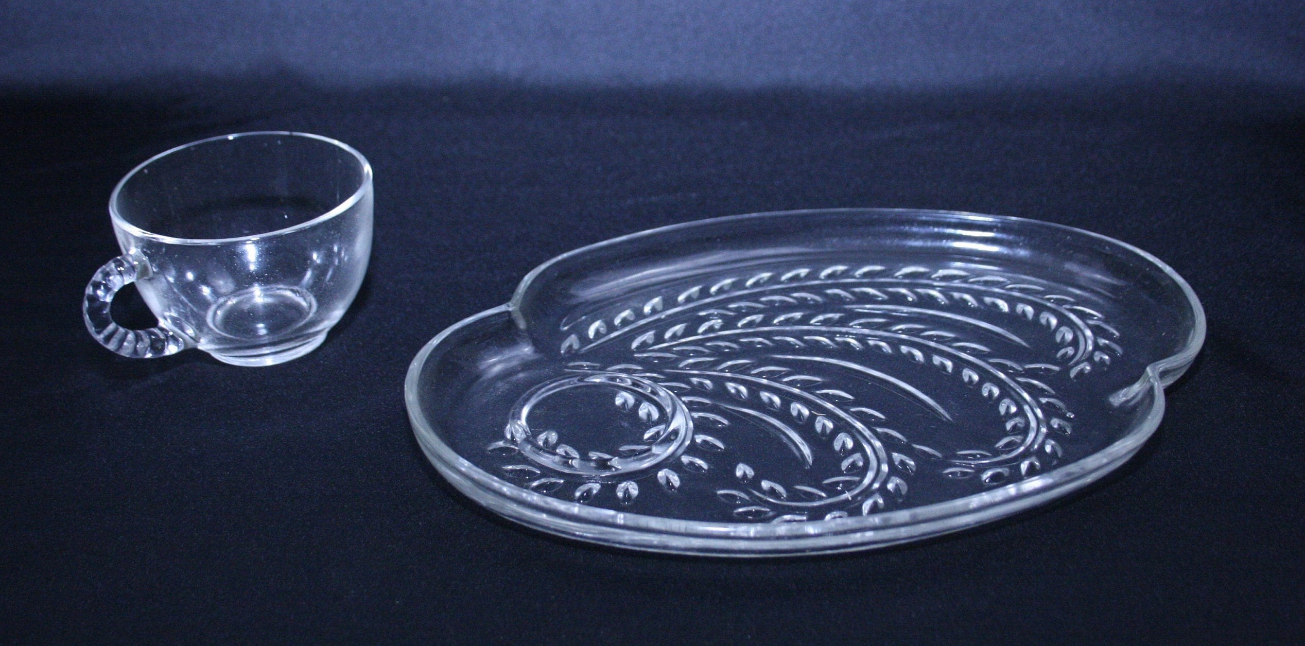 1960s Glass Snack Set Vintage Federal Glass Hospitality Snack Set