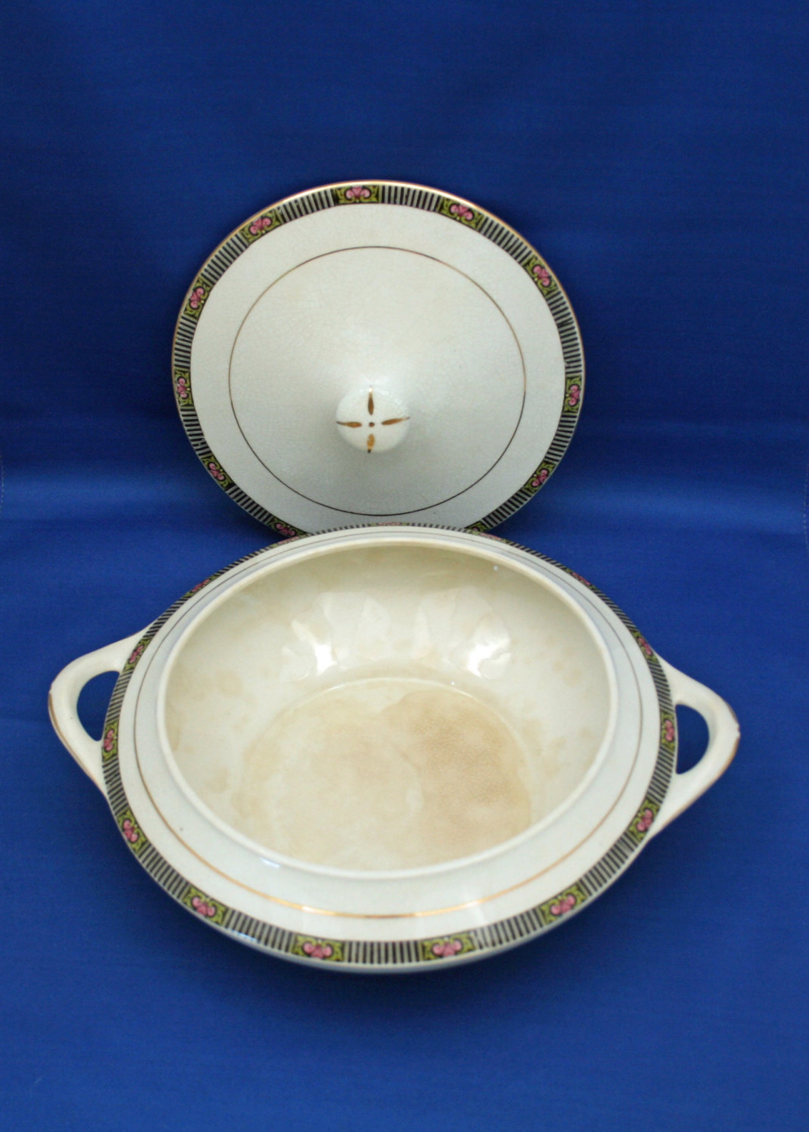 RARE Antique Boston Pottery Co. Round Lidded Casserole / Etsy