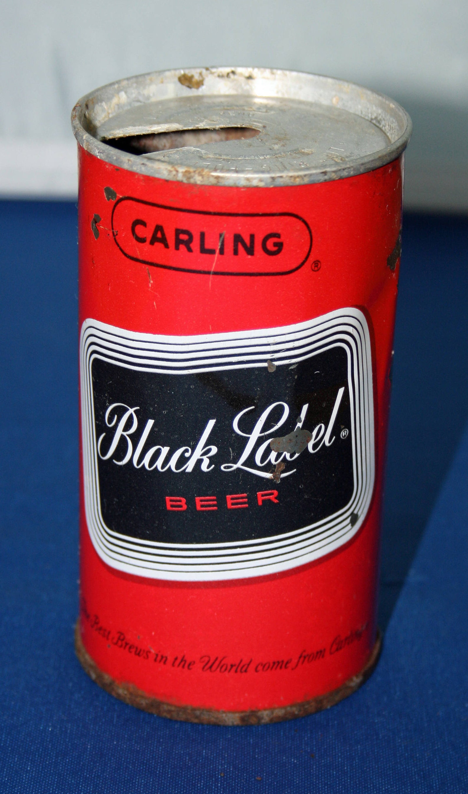 Vintage Carling Black Label Beer Can Unique Pull Tab Steel Beer Can Bar Memorabilia Breweriana