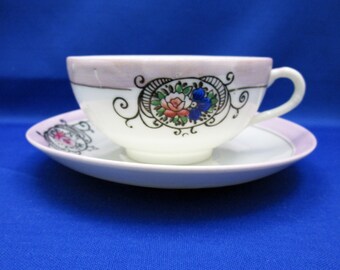 Vintage Teacup Egg Shell Porcelain Rose Filigree Tea Cup and Saucer Hand Painted Made in Japan, Blossom English Tea Party