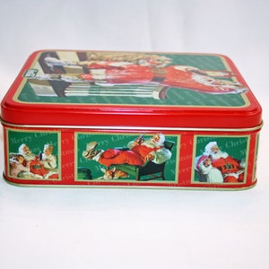 Vintage Coca-Cola Christmas Santa Tin Collectors Tin Coca Cola Collectible Coke Memorabilia Ephemera Storage Box Tin image 4