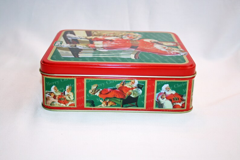 Vintage Coca-Cola Christmas Santa Tin Collectors Tin Coca Cola Collectible Coke Memorabilia Ephemera Storage Box Tin image 4