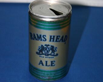 Vintage Schmidt & Sons Inc Rams Head Ale Beer Can Old Stock Bar Memorabilia Barware Collectible Breweriana Advertisement Ephemera