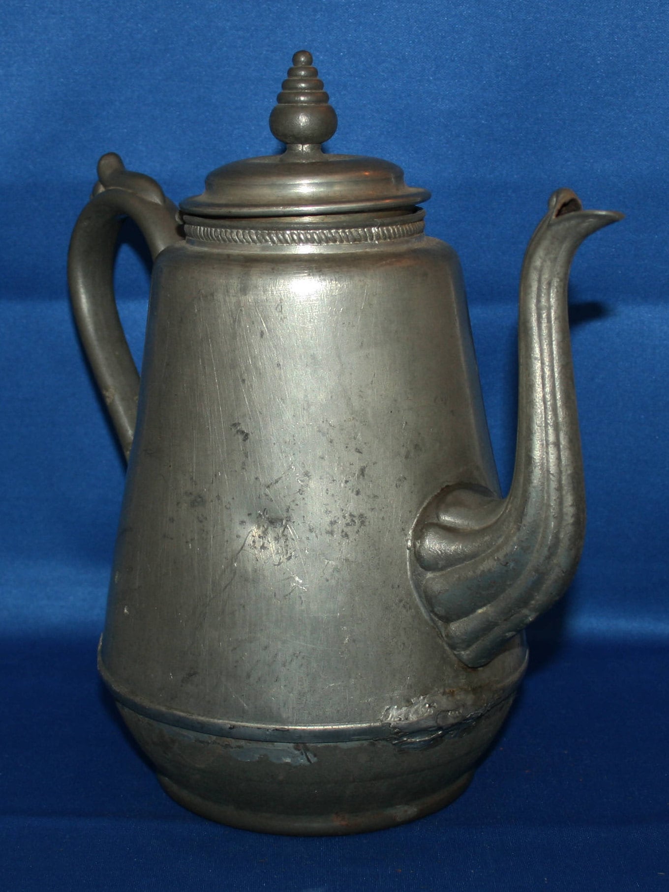 Rare Antique E.B. Manning Pewter Coffee pot 1862 Civil War Era Patent Britannia Teapot Tin