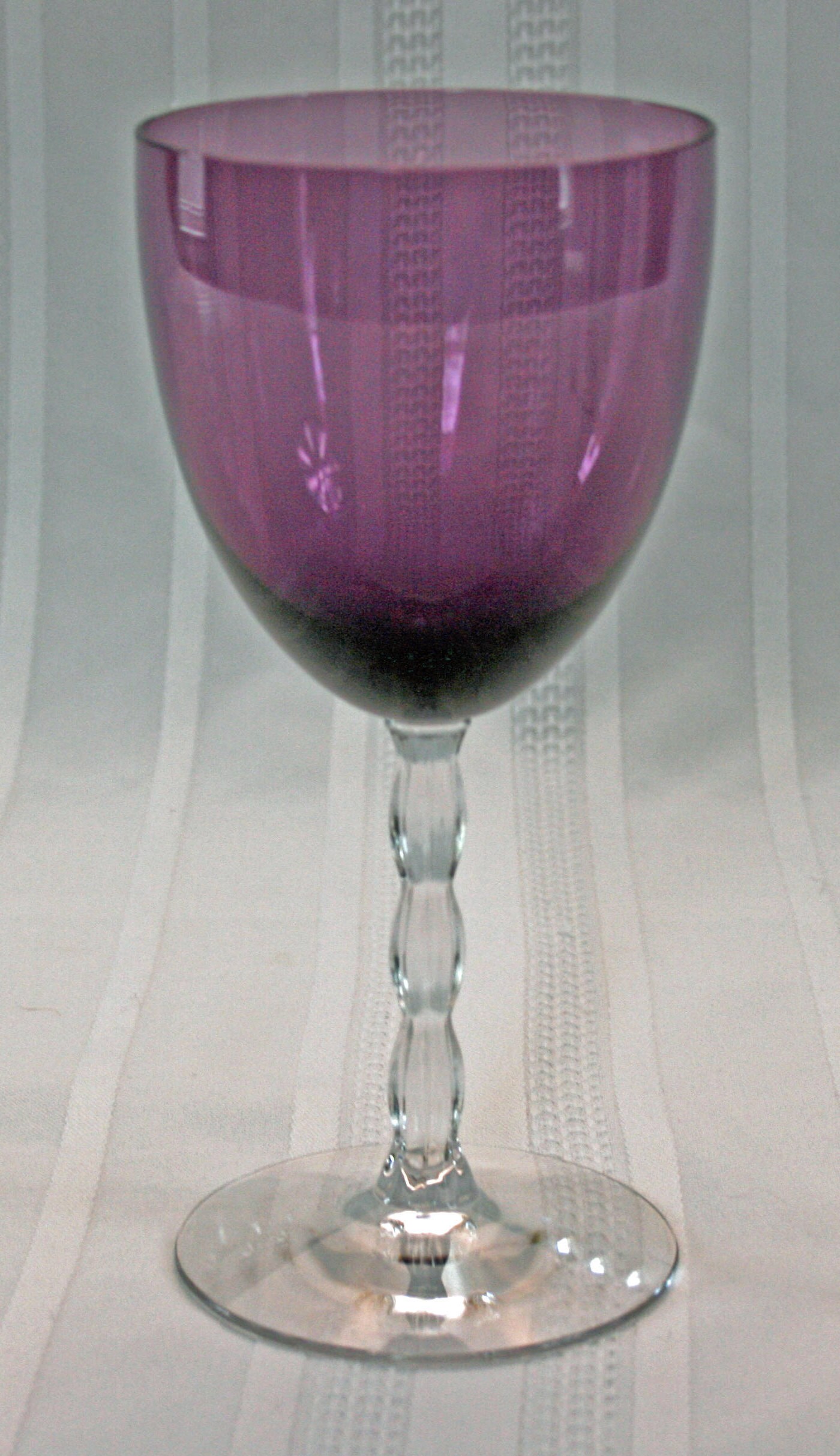 RARE Vintage Fostoria Westchester Crystal Amethyst Wine Glass Set of 9 circa 1940's purple water