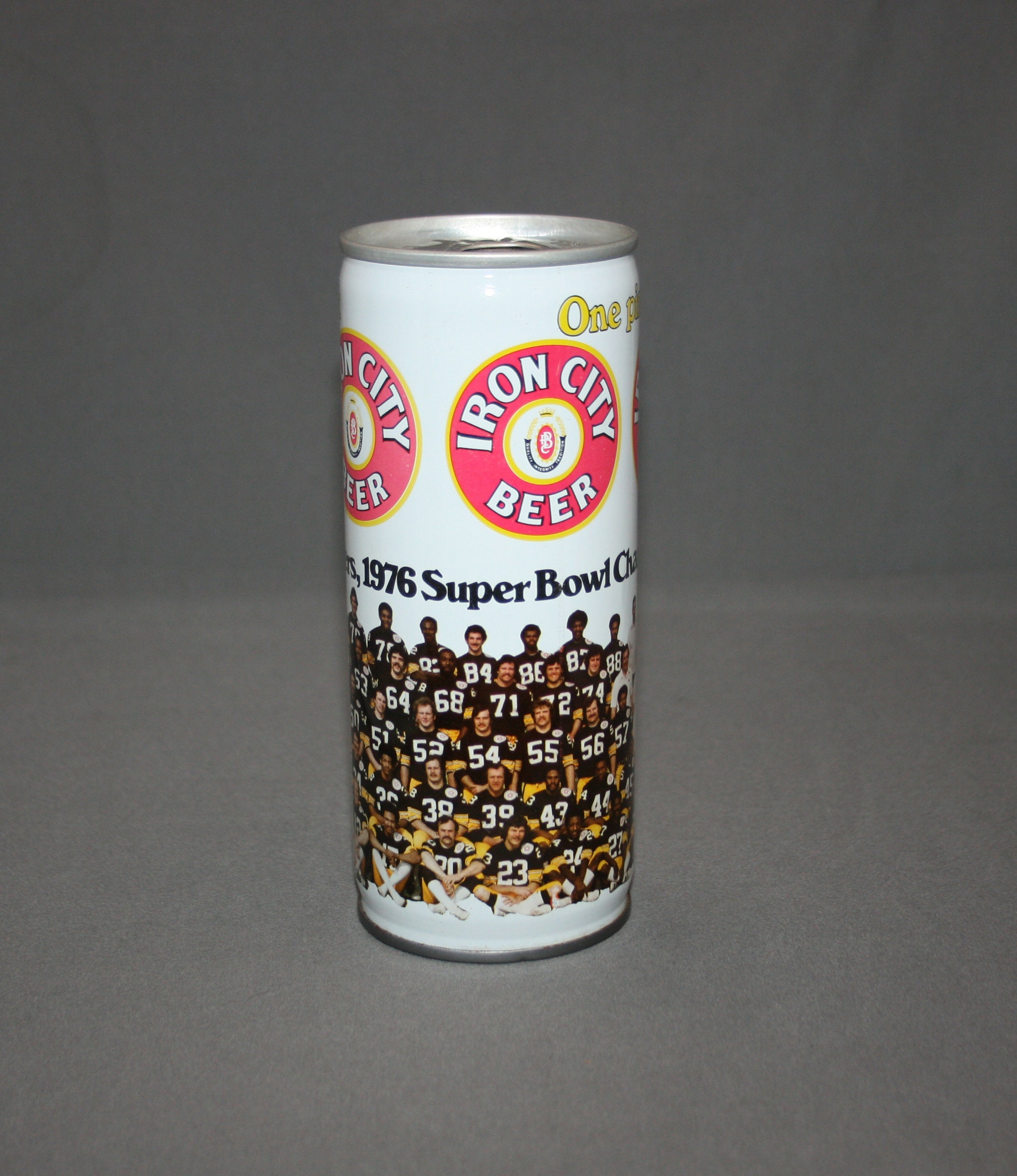 Vintage Iron City Beer Steelers 1976 Super Bowl Champs Steel Can Pull