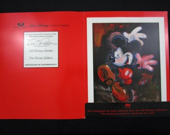RARE Vintage Disney Mickey Mouse Dancing in the Rain Lithograph Signed by Artist Eric C. Robinson with COA Walt Disney Travel Company Art
