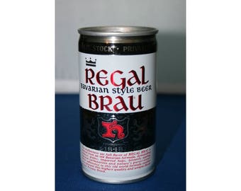 Vintage Regal Brau Private Stock Bavarian Style Beer Steel Can Production Error Bar Memorabilia Collectible Advertisement Barware Ephemera