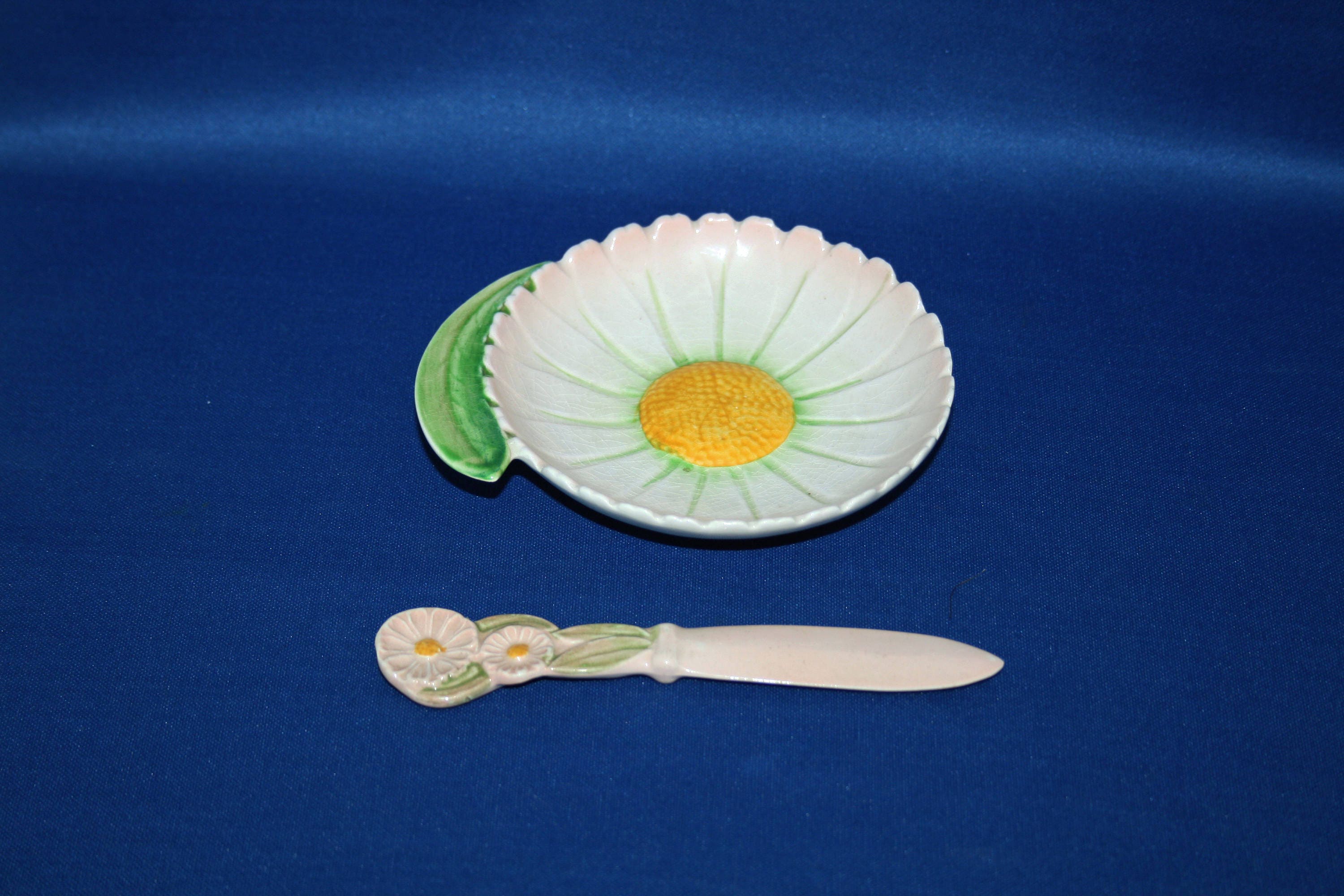 Vintage Carlton Ware Sunflower Butter Dish and Knife Jam or Preserves