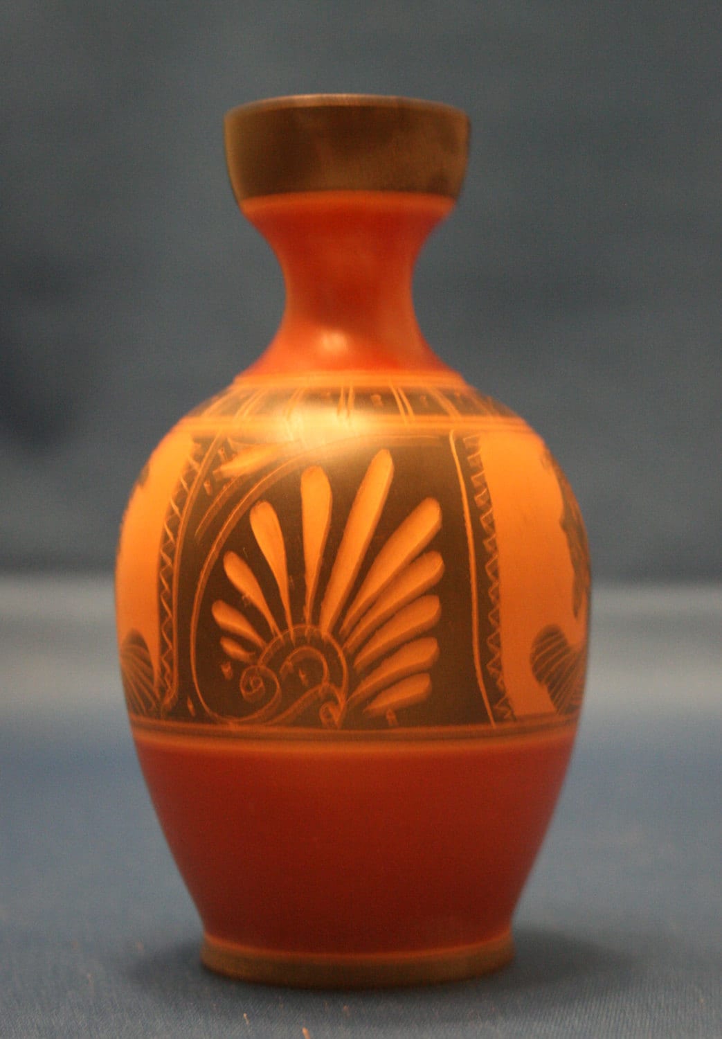 Vintage Miniature Terra Cotta Pottery Vase Hand Decorated Grecian Urn