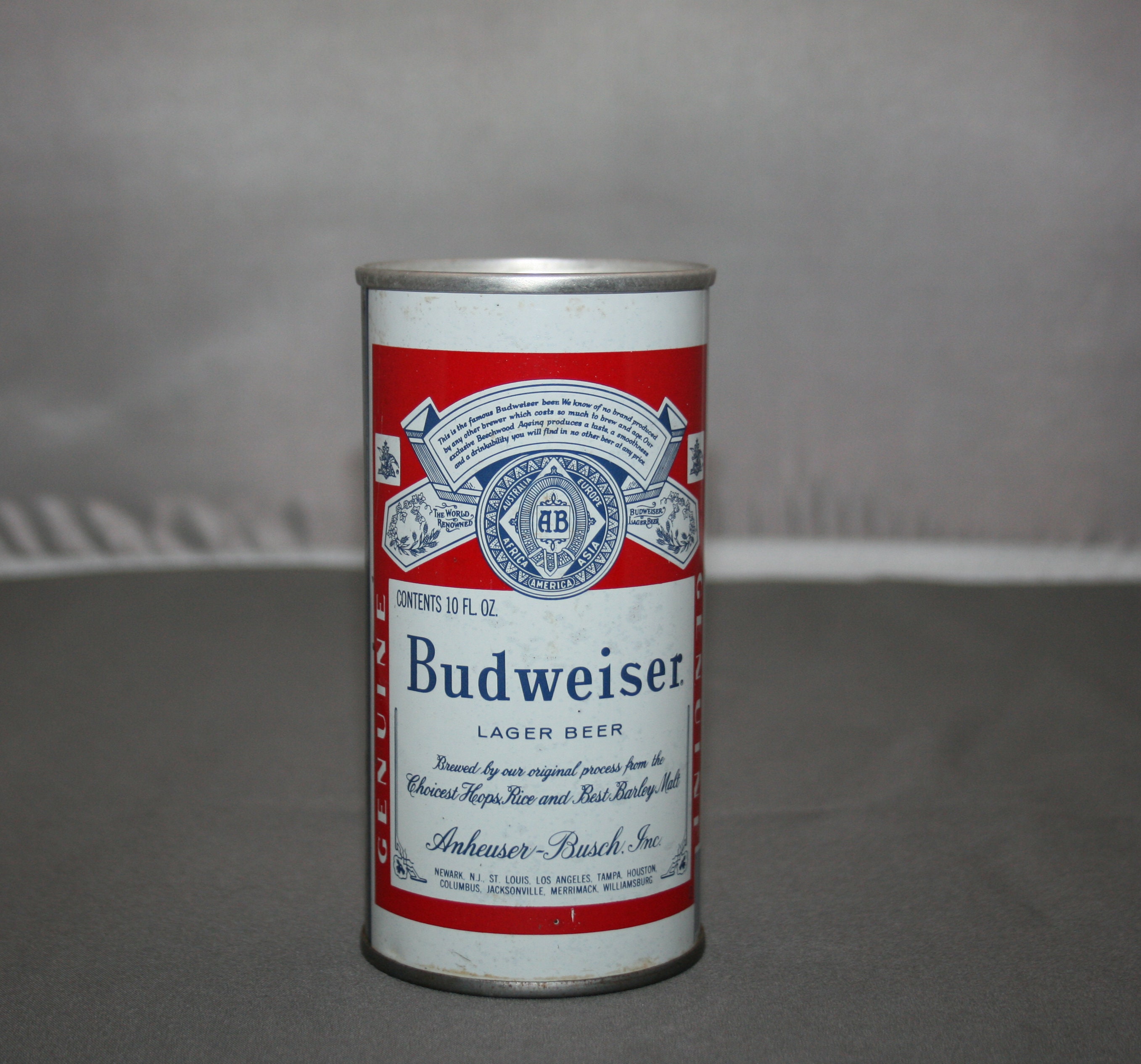 Vintage Budweiser Larger Beer Steel Beer Can Pull Tab Opened & Empty