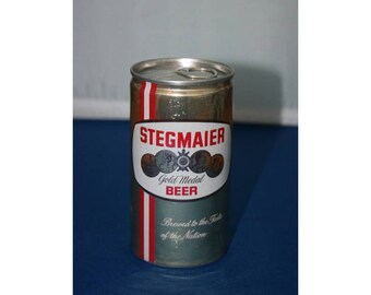 Vintage Stegmaier Gold Medal Beer Can Pull Tab Aluminum Unopened Empty Bar Memorabilia Barware Collectible Breweriana Advertisement