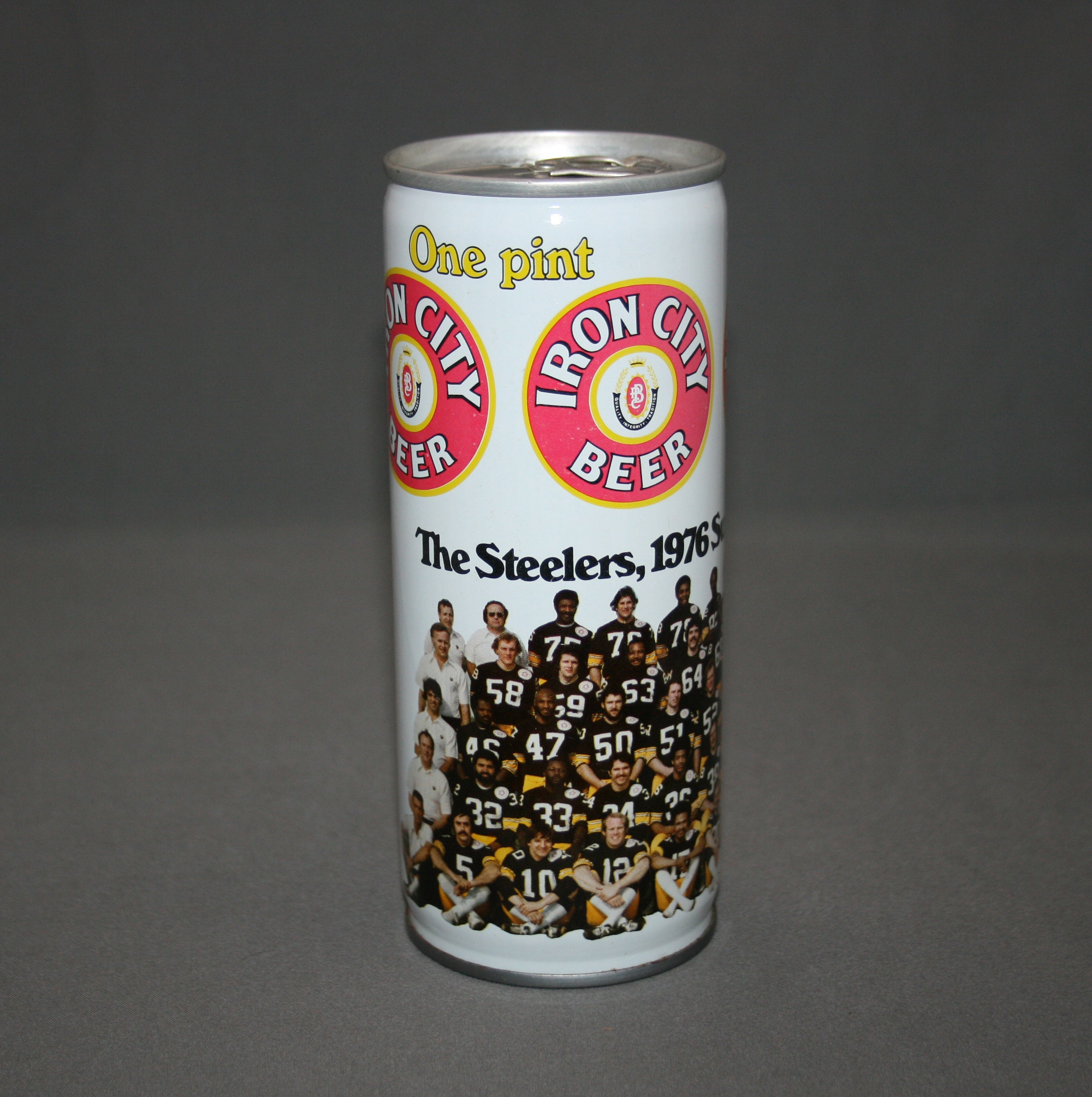 Vintage Iron City Beer Steelers 1976 Super Bowl Champs Steel Can Pull