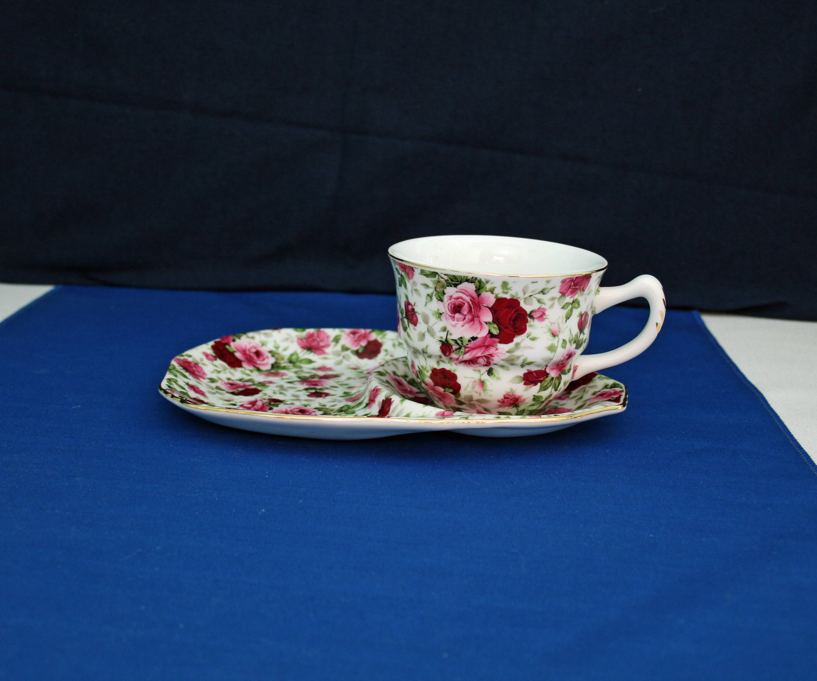 Vintage Teacup and Snack Plate Nantucket Home Chintz Rose Matching Cup