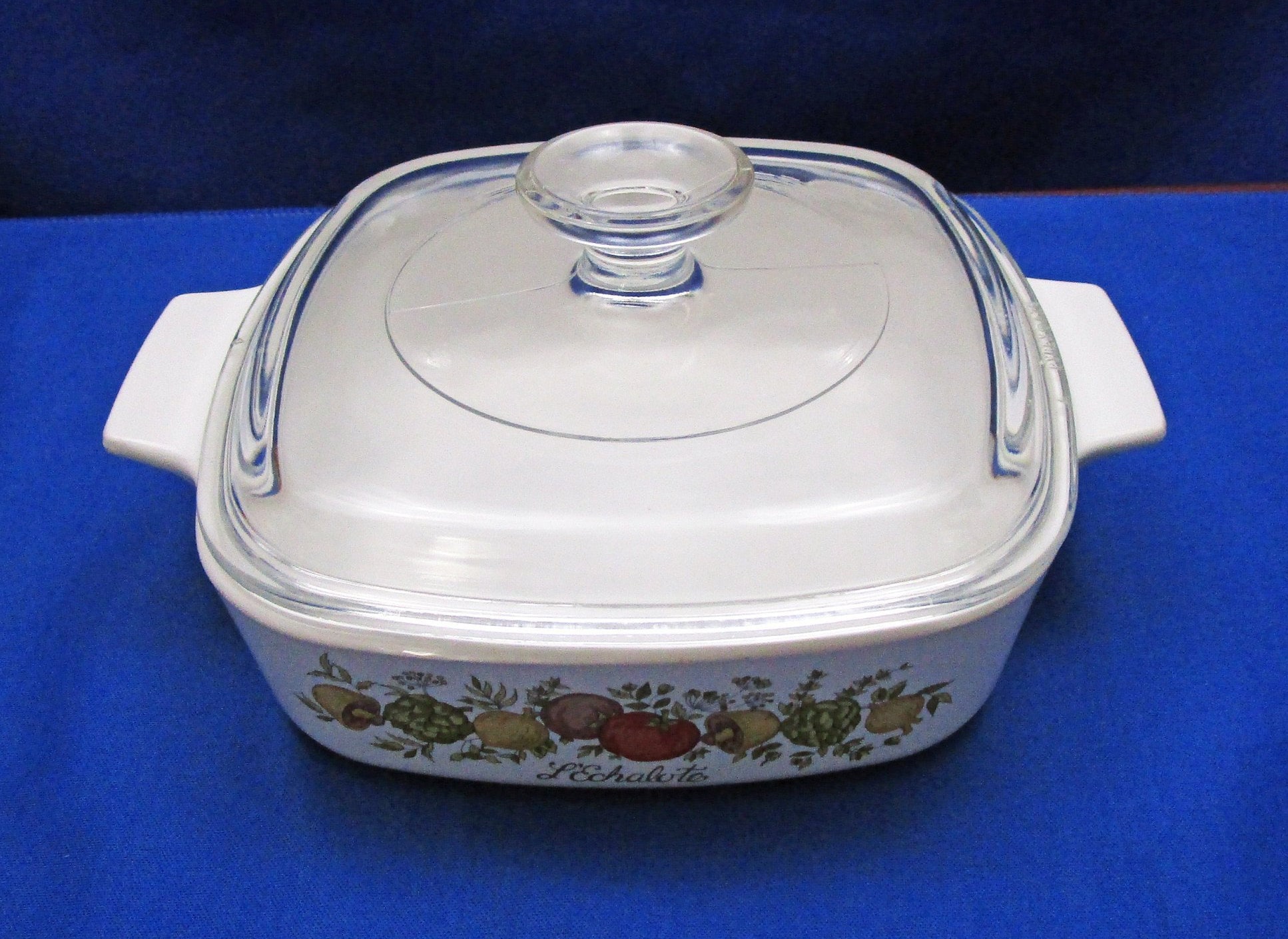 Vintage CorningWare Spice of Life 1 Quart Casserole Dish with Glass Pyrex Lid La Echalote