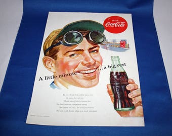 Vintage Coca Cola - 1952 Magazine Advertisement A little minute – a big rest Coke Ephemera Memorabilia Schlitz Beer