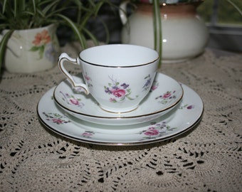 Vintage Crown Staffordshire 3 Piece Luncheon Set teacup saucer and plate China F4295 circa 1930 Tea Cup English Tea Party