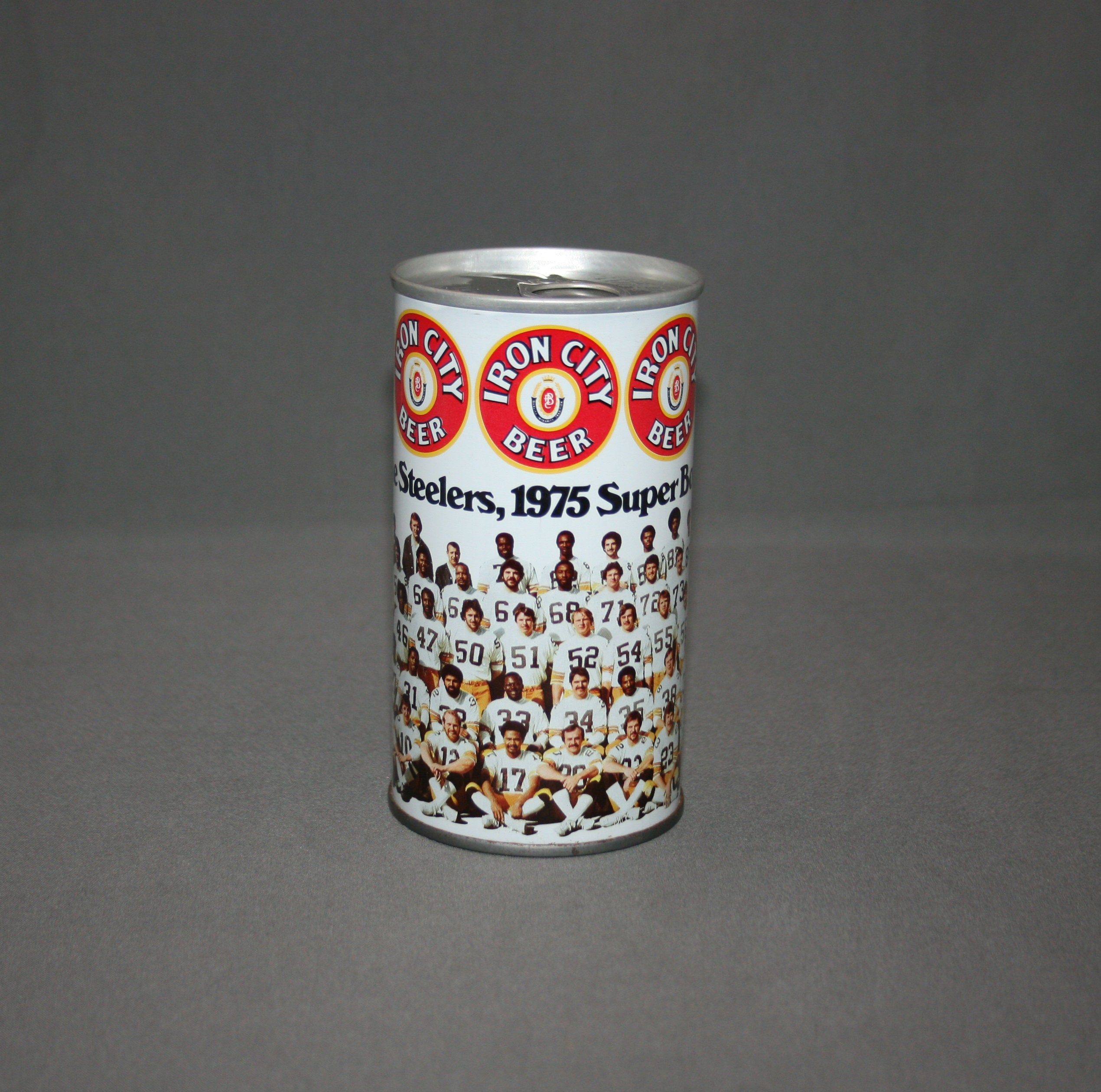 Vintage Iron City Beer Steelers 1975 Super Bowl Champs Steel Can Pull