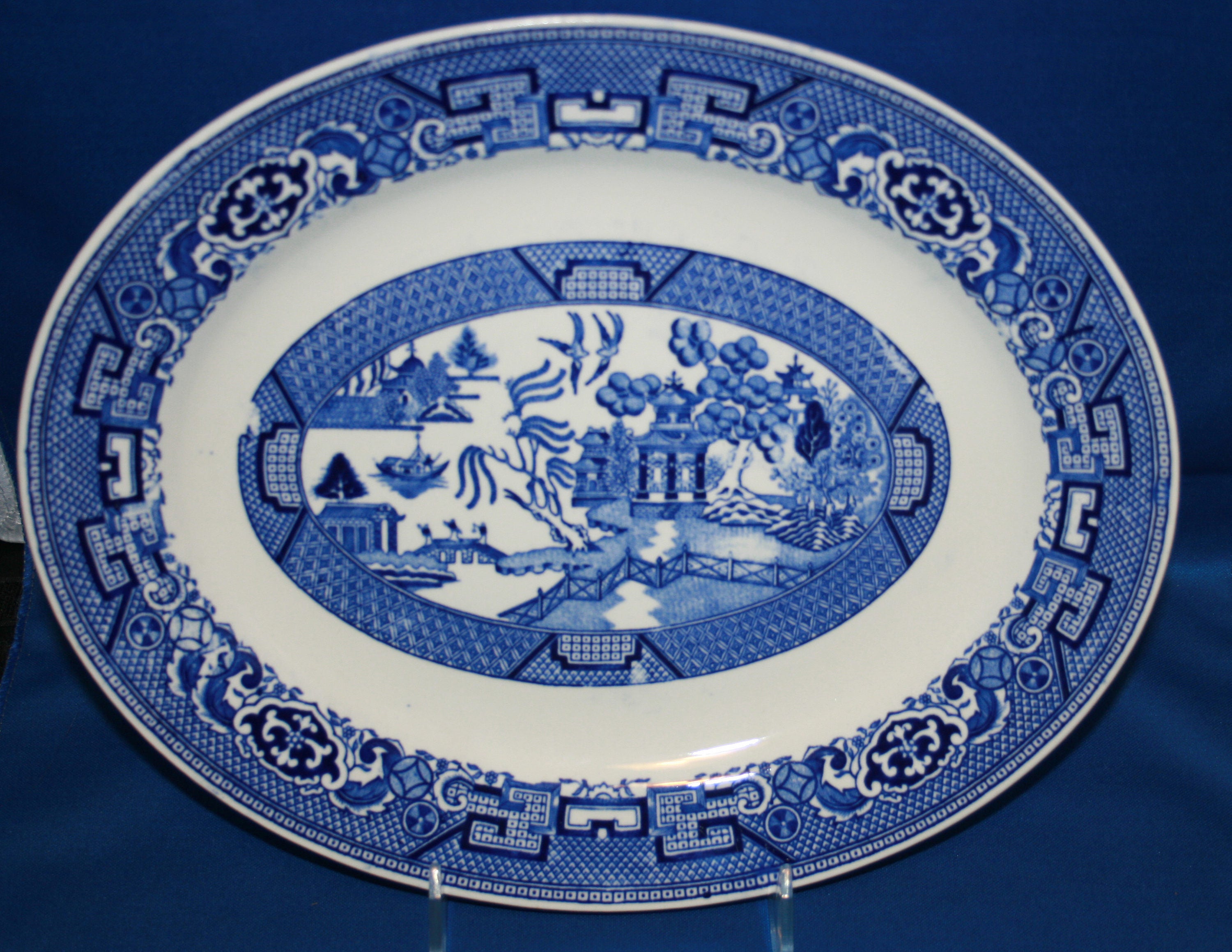 Vintage Blue Willow 12 Inch Platter By Homer Laughlin China July 1953 