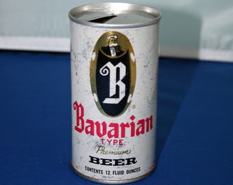 Vintage B Bavarian type Beer Can Steel Pull Tab Mt Carbon Brewing Co Bar Memorabilia Barware Collectible Breweriana Advertisement