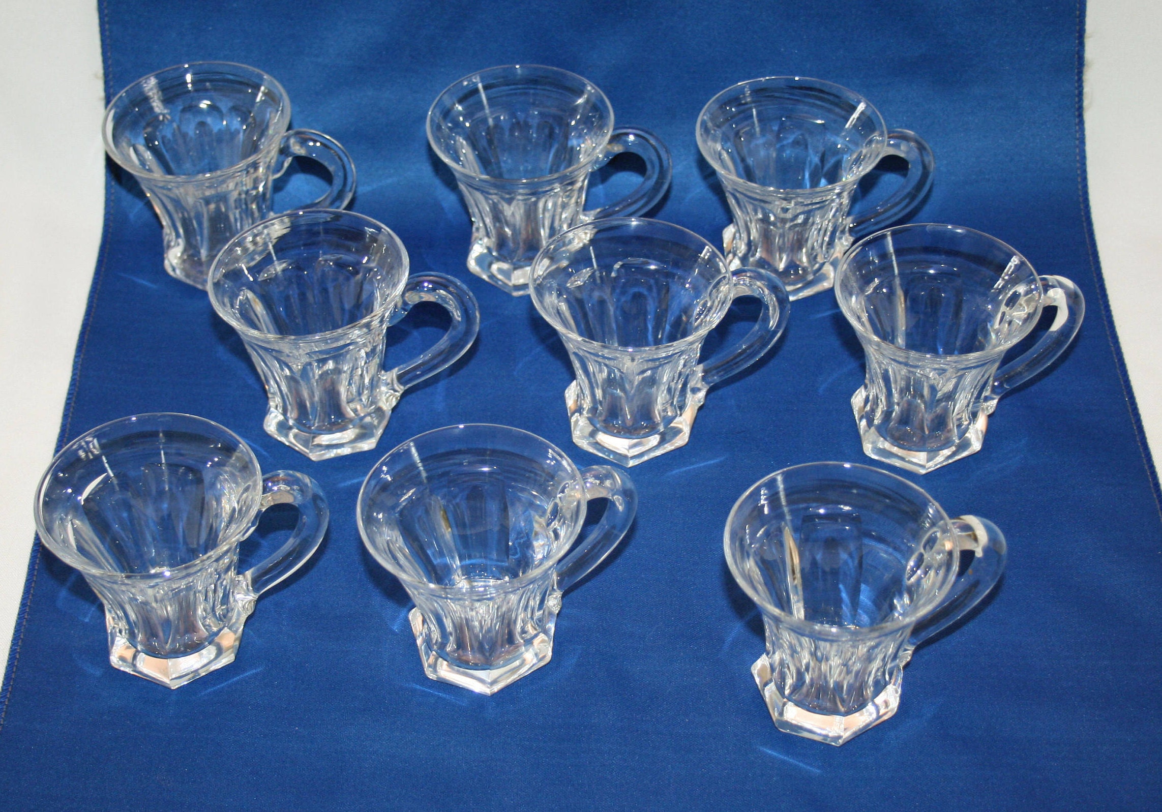 Antique Heisey Puritan Crystal Punch Cups Pattern 341 set of 9