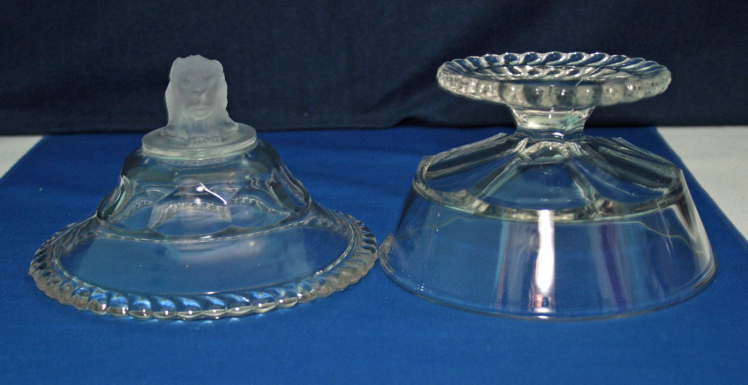 Antique EAPG Gillinder & Sons Frosted Lion Lidded Compote Dish Circa