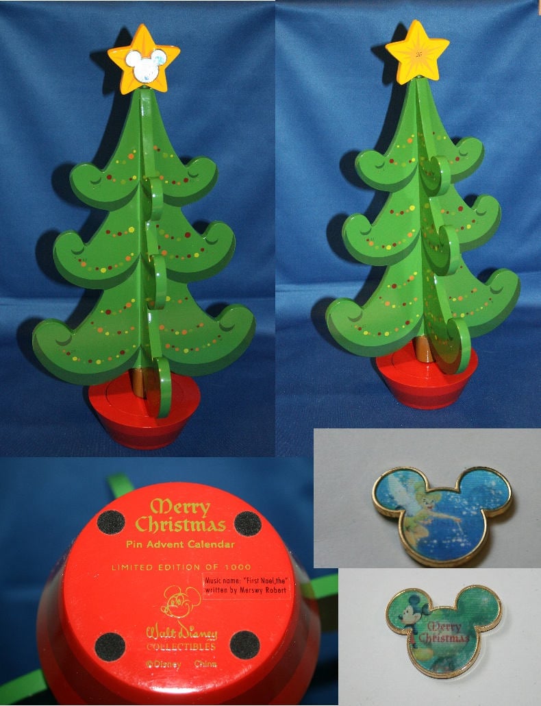 Walt Disney Collectible Christmas Music Box Advent Pin Tree INCLUDES #25  Finishing Pin LE 1000 Mickey Mouse Tinkerbell Tinker Bell Pin