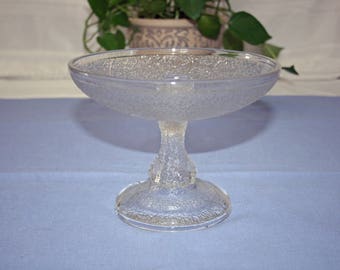 Rare Antique EAPG Clear Glass Flower Centerpiece Candle Bowl compote candle dish Candlestick Candle Holder Candlesticks