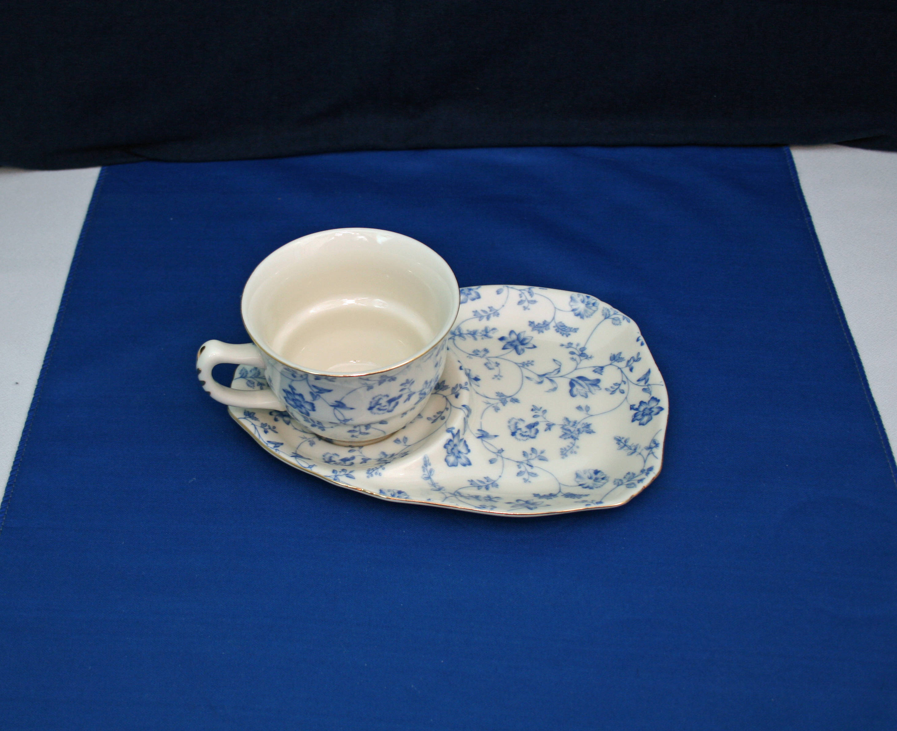 Vintage ND Exclusive Blue Floral Matching Tea Cup and Biscuit Plate