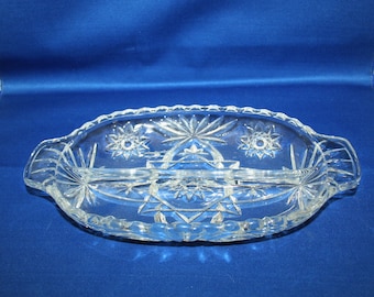 Vintage Relish Dish, Early American Prescut, Anchor Hocking, EAPC Star of David Pattern, circa 1960 Relish Tray Made in the USA